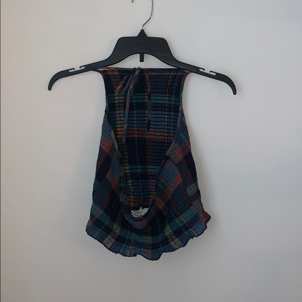 plaid halter neck crop top - Picture 2 of 5